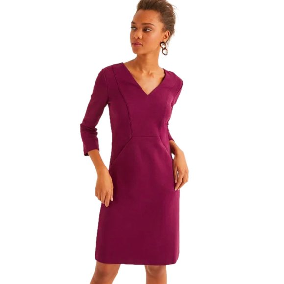 Boden | Bronte Ottoman Ribbed Jersey Dress in Ruby Ring - Picture 1 of 8